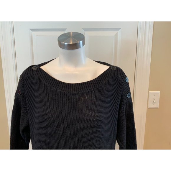 T Alexander Wang Black Boat Neck Sweater W/ Button Shoulder, Size XS - Picture 2 of 7